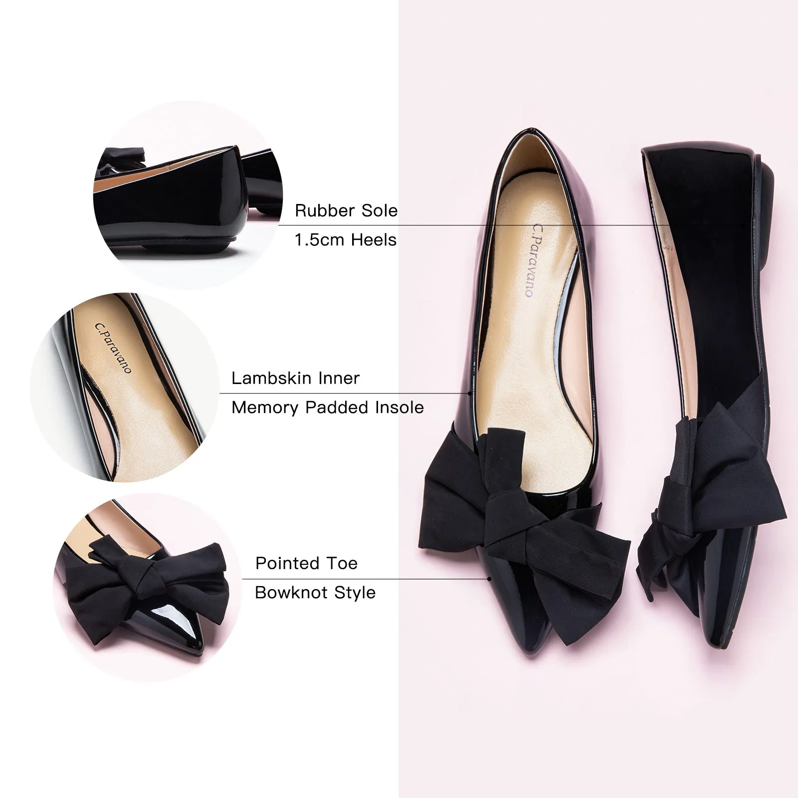 Slanting Bowknot Embellished Flats(SALE)