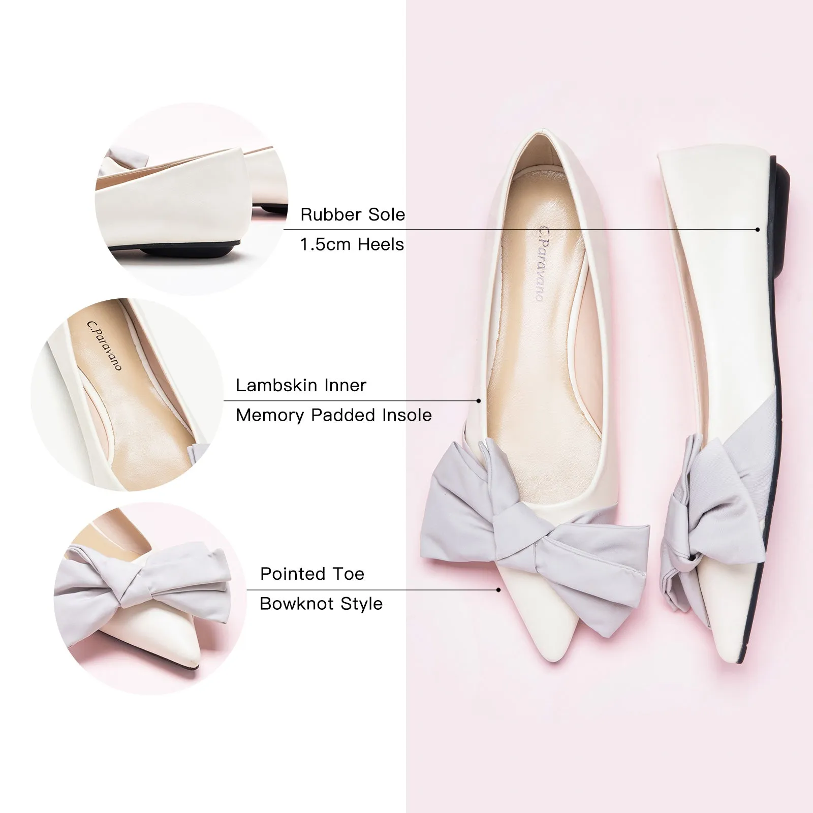 Slanting Bowknot Embellished Flats(SALE)
