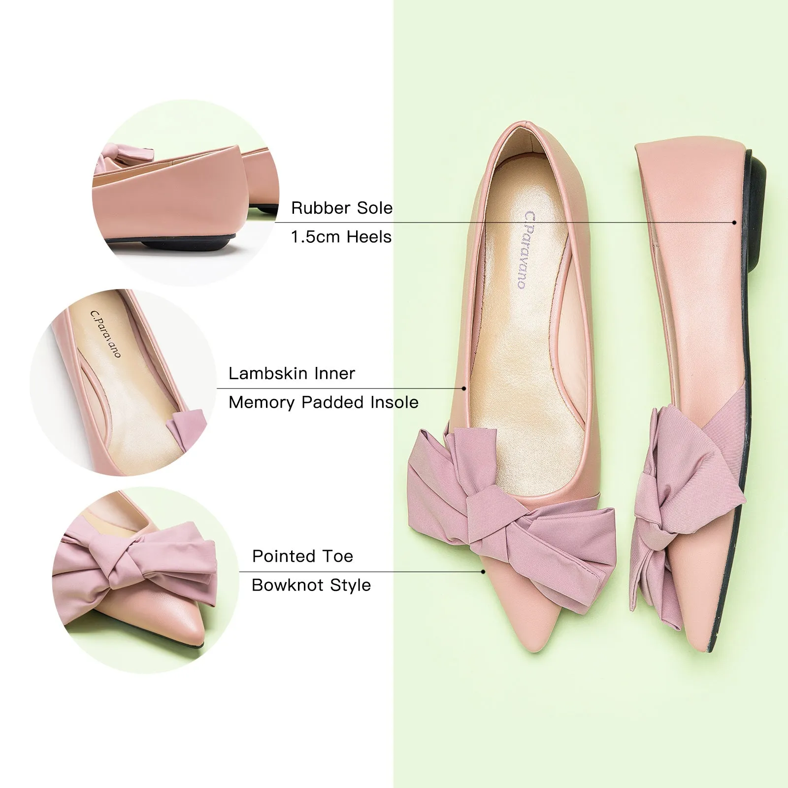 Slanting Bowknot Embellished Flats(SALE)