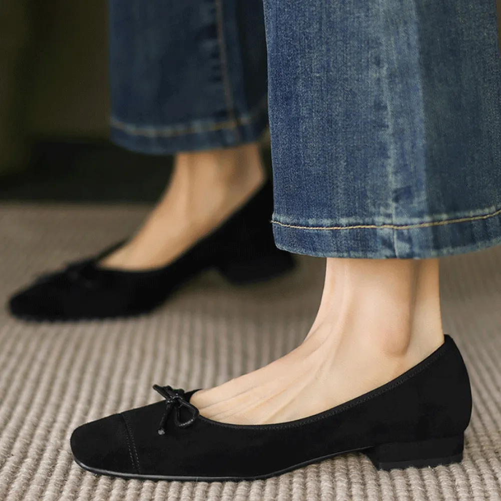 SQUARE TOE SLINGBACK FLATS SHOES SLIP ON