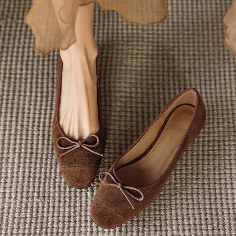 SQUARE TOE SLINGBACK FLATS SHOES SLIP ON
