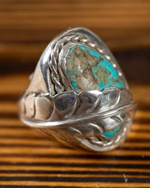 Sterling Silver Feather Turquoise Ring