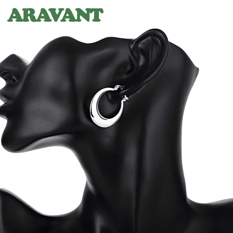 Sterling Silver Lunar Hoop Earring - Trendy Moon Design for Ladies