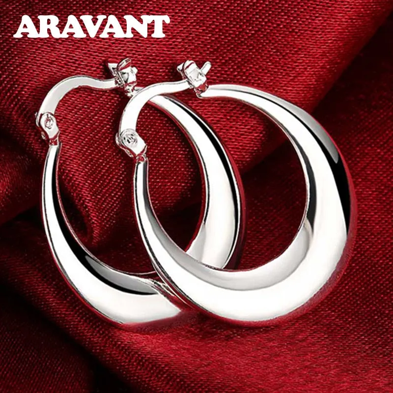 Sterling Silver Lunar Hoop Earring - Trendy Moon Design for Ladies