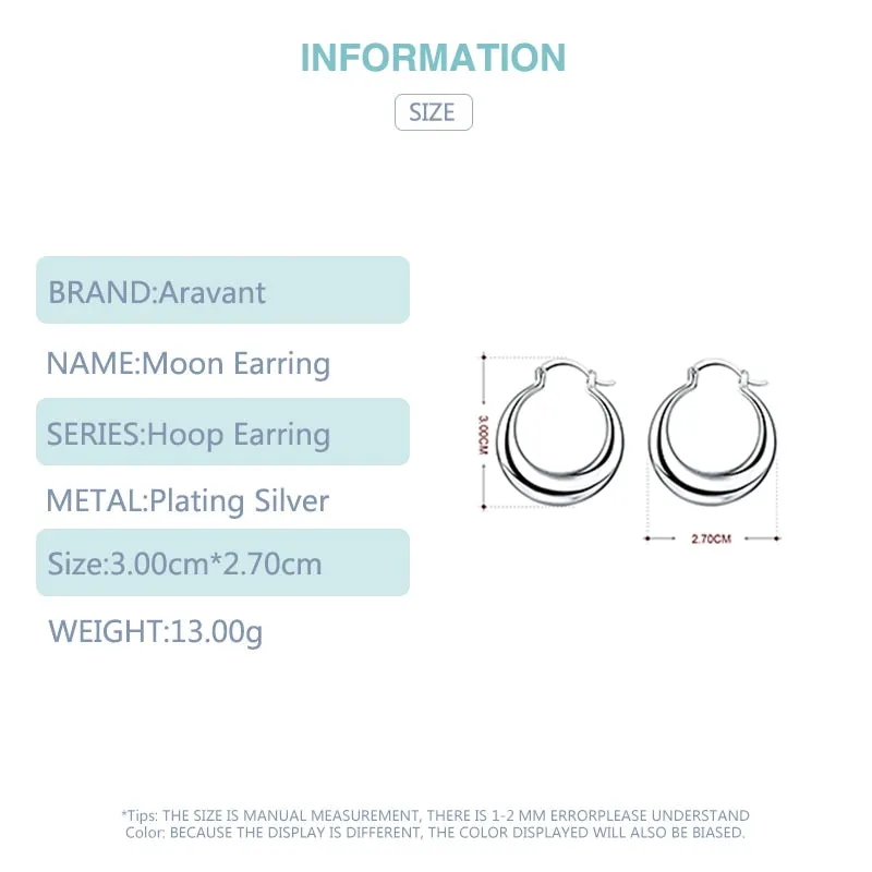 Sterling Silver Lunar Hoop Earring - Trendy Moon Design for Ladies