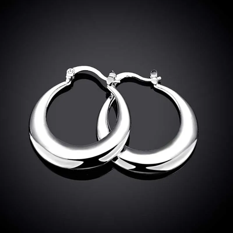 Sterling Silver Lunar Hoop Earring - Trendy Moon Design for Ladies