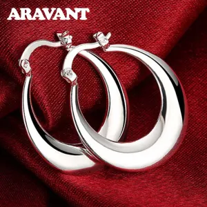 Sterling Silver Lunar Hoop Earring - Trendy Moon Design for Ladies