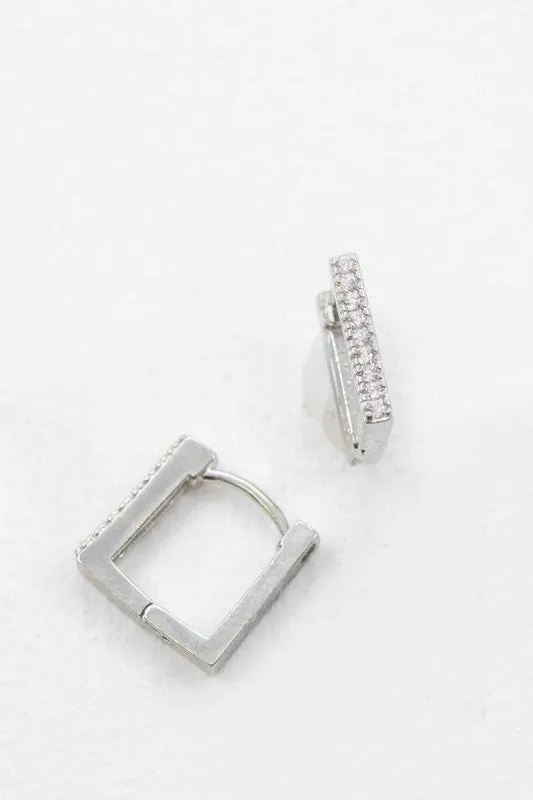 Stone Square Hoop Earrings