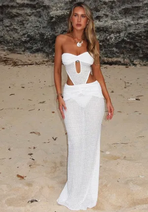 Stunning Strapless Hollow Cutout Knit Maxi Dress