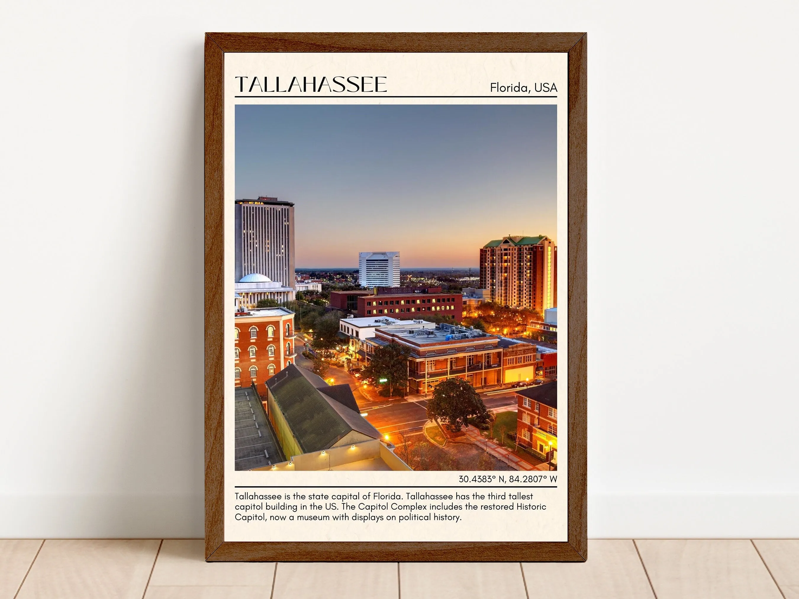 Tallahassee Minimal Wall Art, Florida, USA