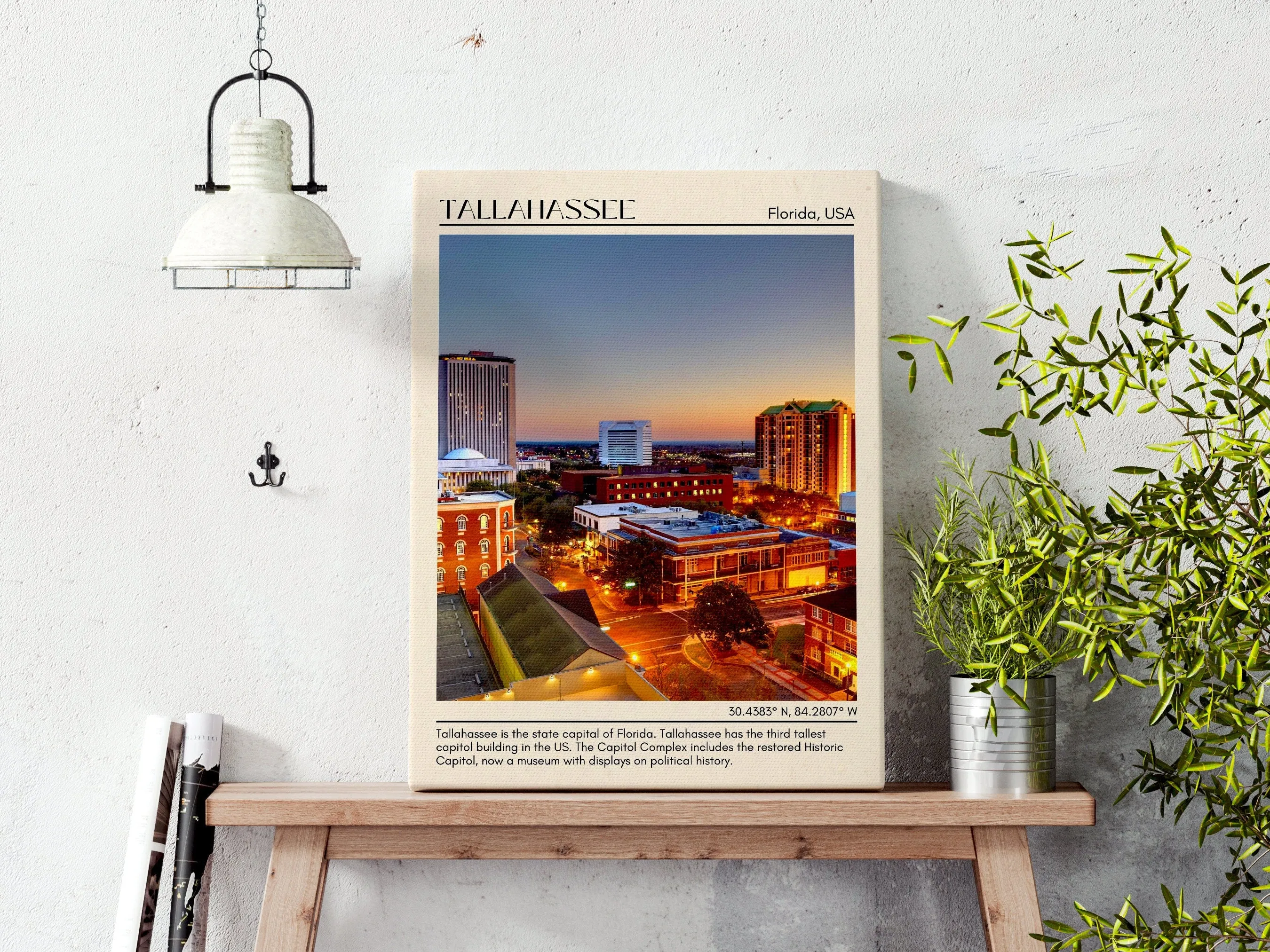 Tallahassee Minimal Wall Art, Florida, USA
