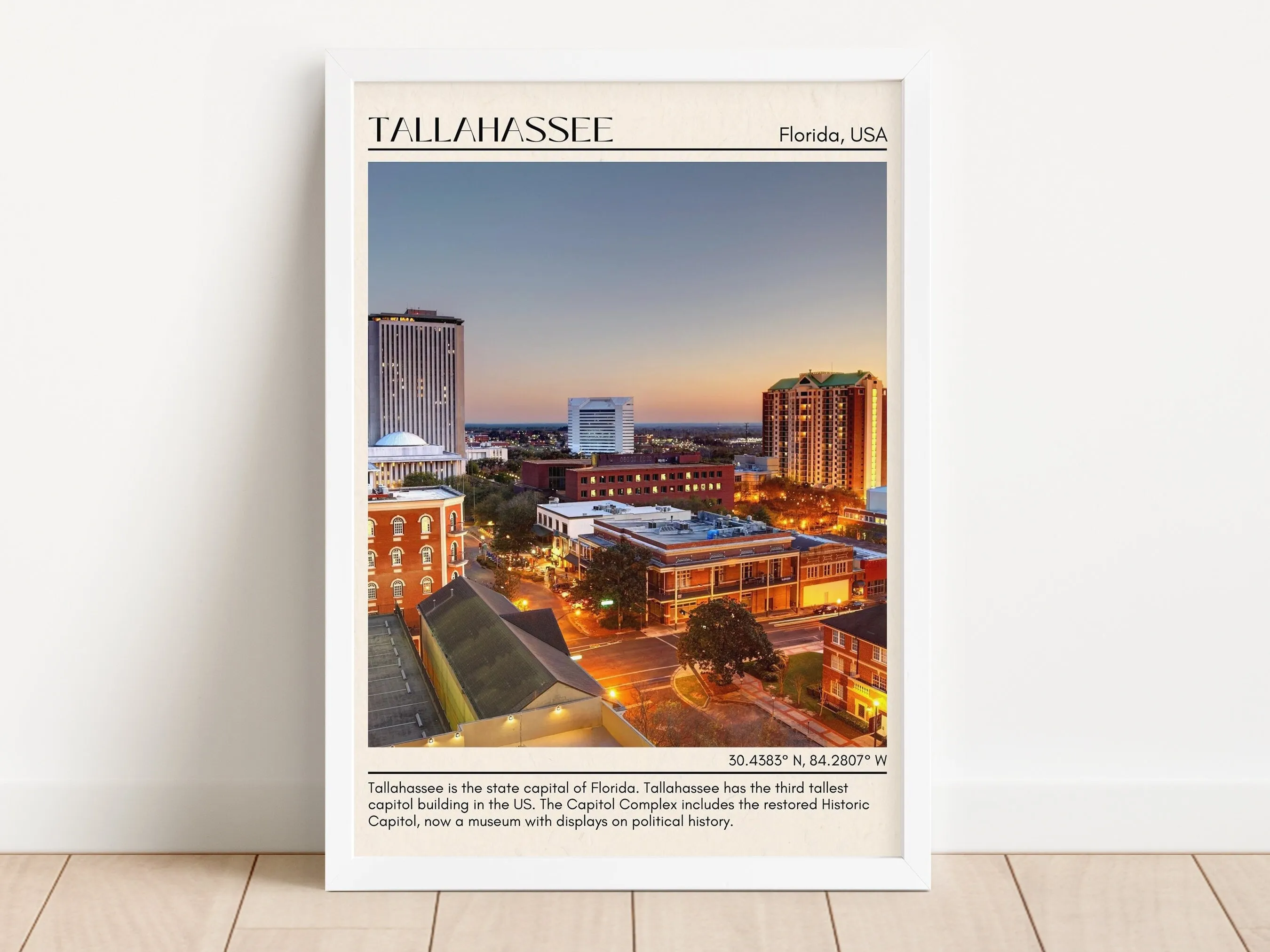 Tallahassee Minimal Wall Art, Florida, USA