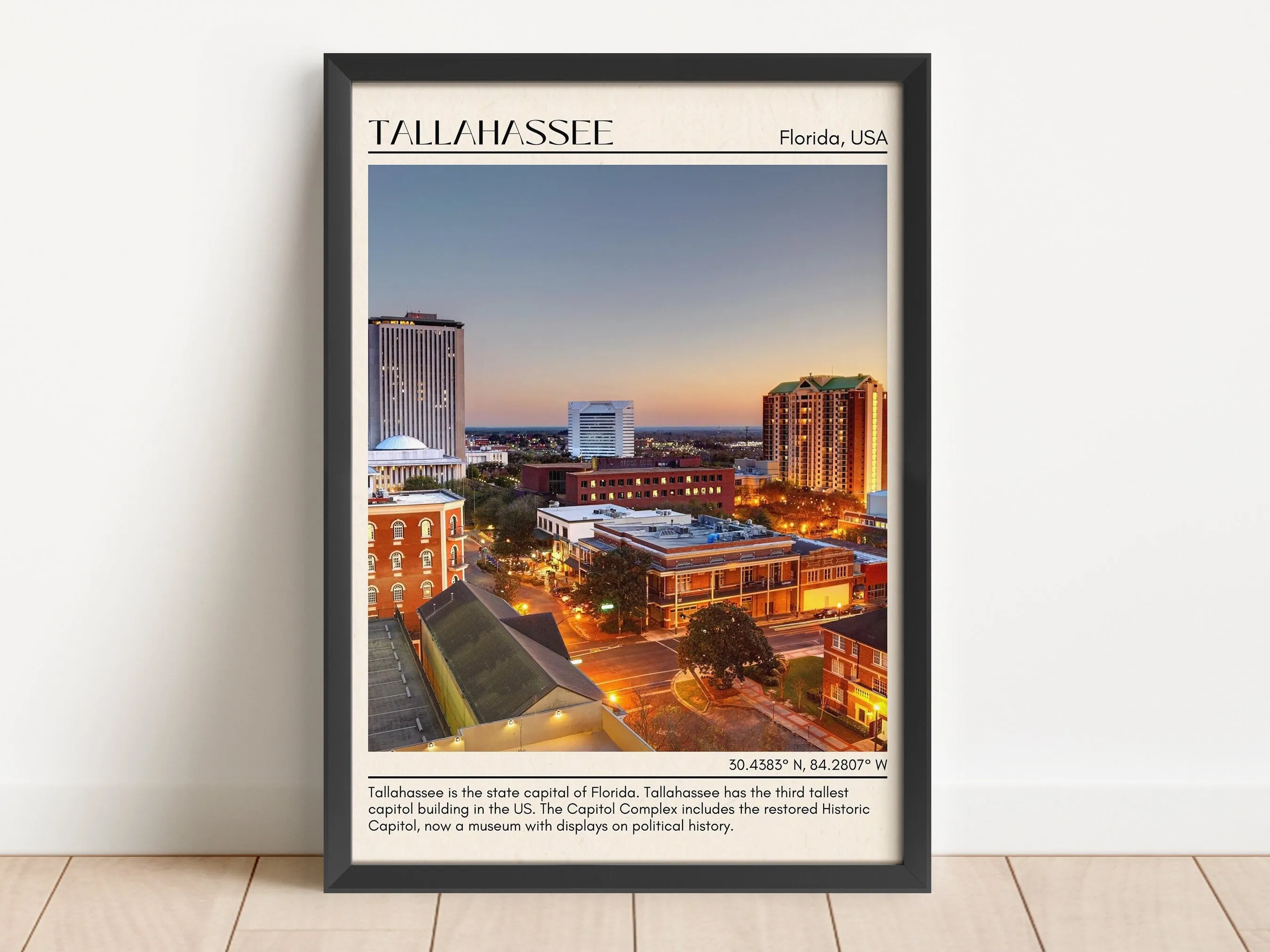 Tallahassee Minimal Wall Art, Florida, USA