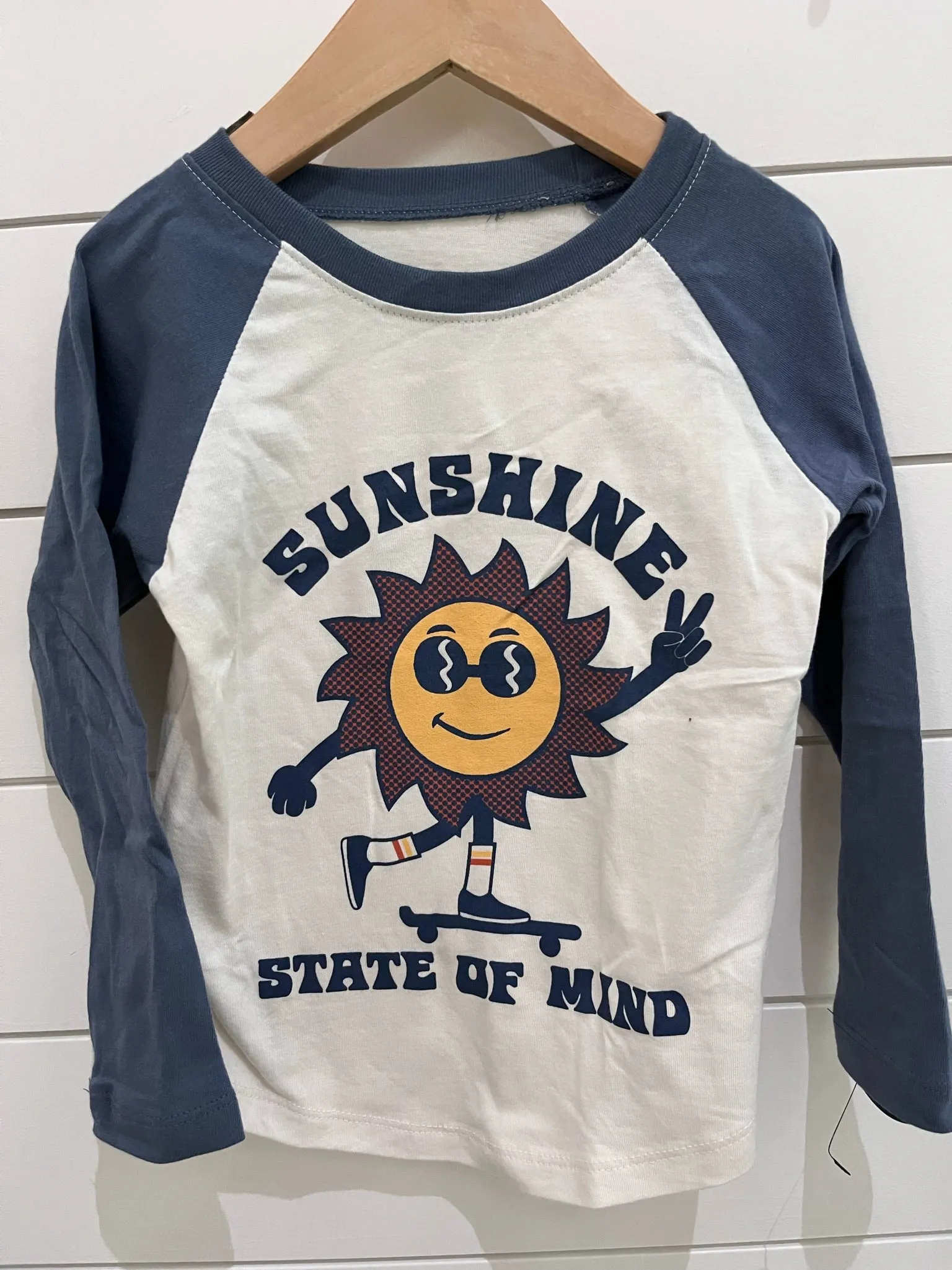Tiny Whales Sunshine Raglan Tee Natural/Navy