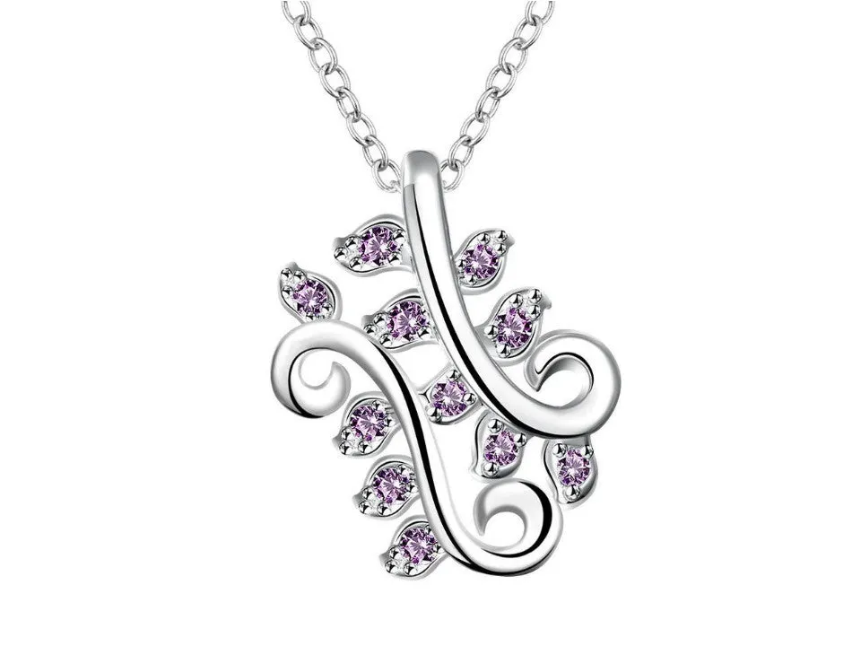 Trendy 925 silver plated jewelry set with lavender zircons