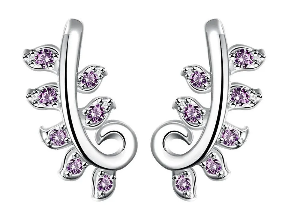 Trendy 925 silver plated jewelry set with lavender zircons