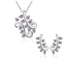Trendy 925 silver plated jewelry set with lavender zircons