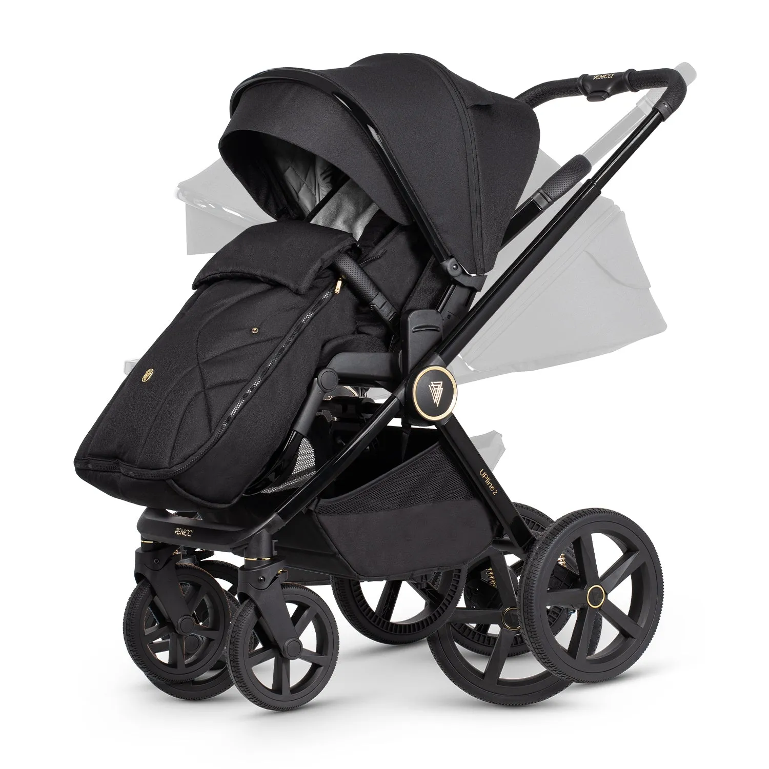 Venicci Upline 2 Pushchair Bundle with Accessories - All Black