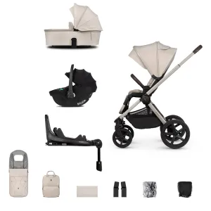 Venicci Upline 2 Travel System with Accessories, Tiago Car Seat & ISOFIX Base - Stone Beige