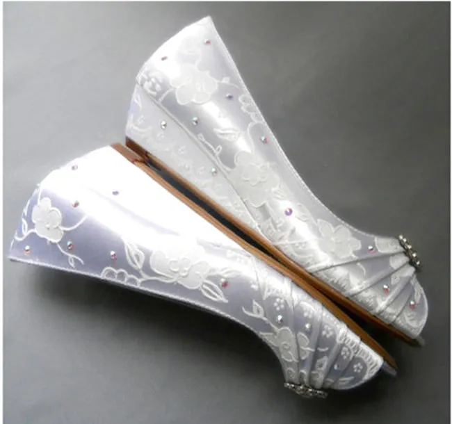 Vintage style bridal shoes on Wedges, Model "Honey" - SOLD OUT
