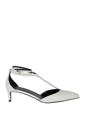 White Leather Low Heel Sandal