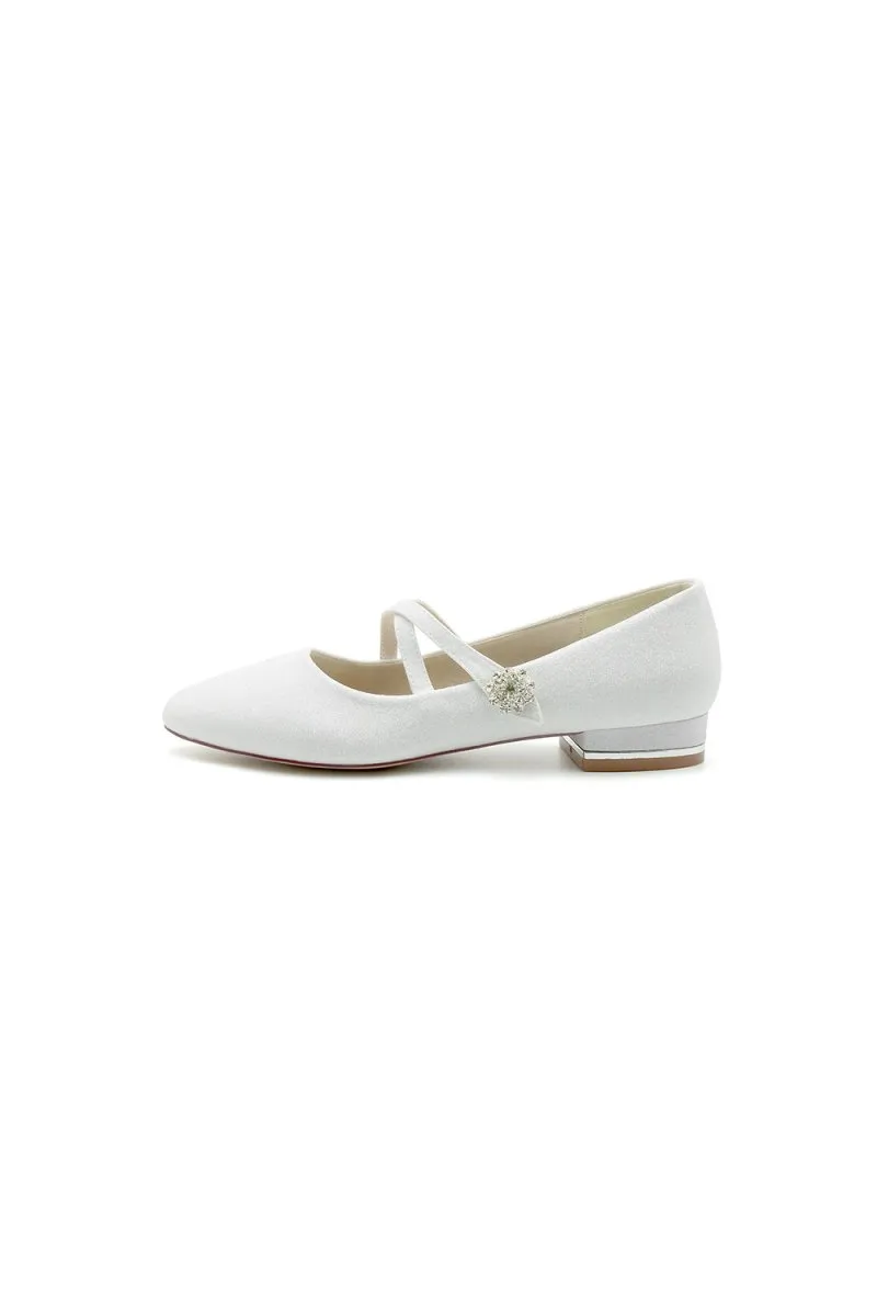 White Pointed Toe Wedding Flats