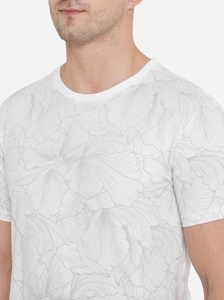White Printed Slim Fit T-Shirt | JadeBlue