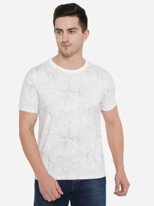 White Printed Slim Fit T-Shirt | JadeBlue