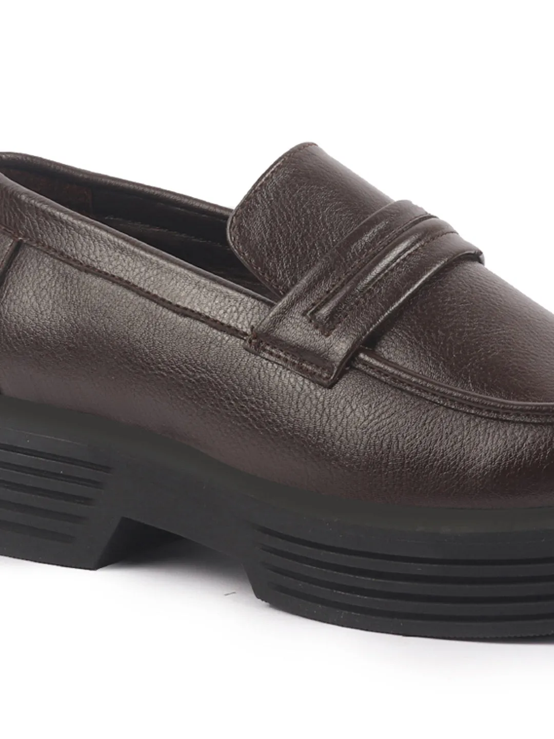 Women Brown Height Enhancer Formal Office Classic Slip On Shoes|Office Meeting Slip On Shoe|Memory Cushioned Footbed
