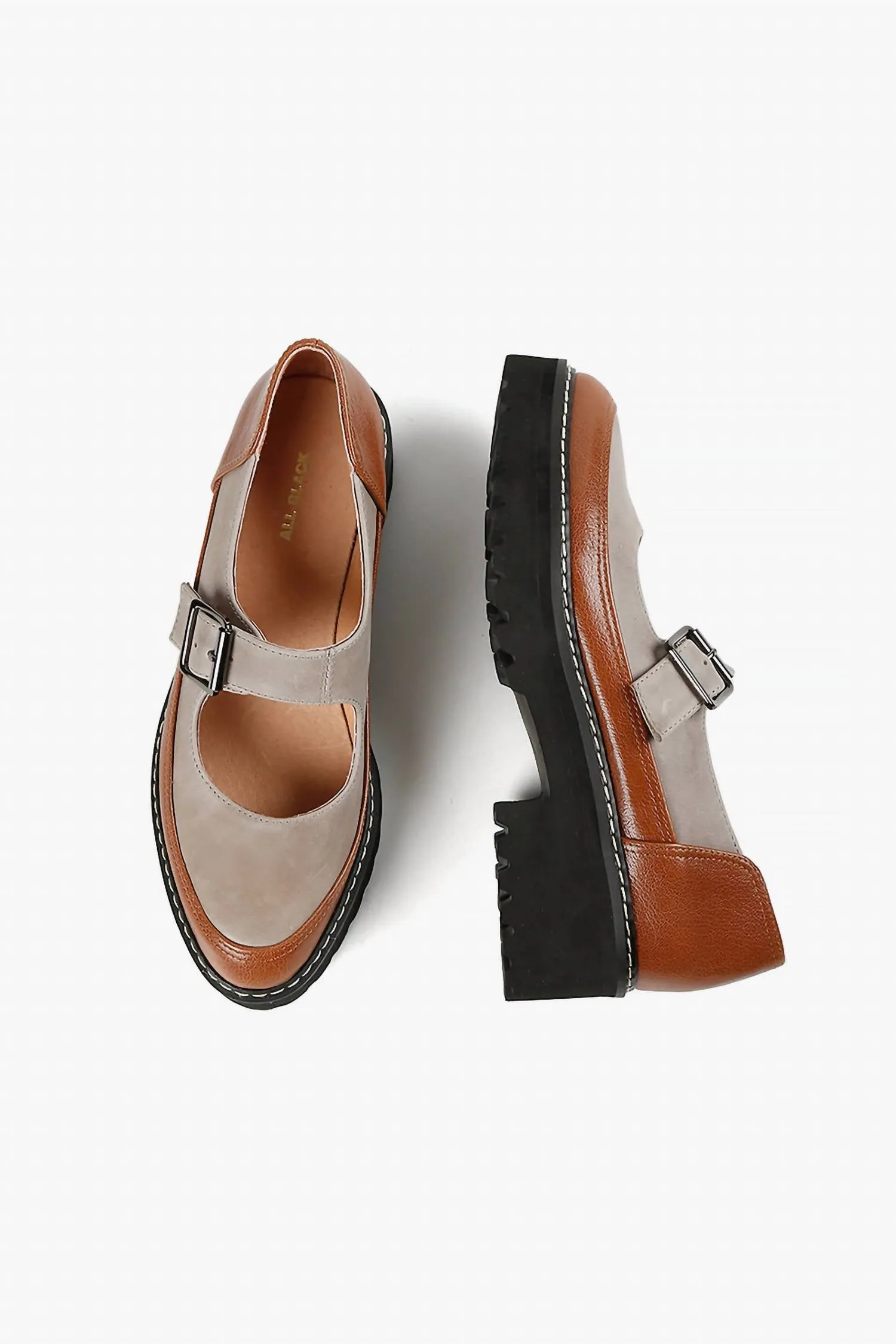 Women's Buckle Lugg Jane Shoes In Grey