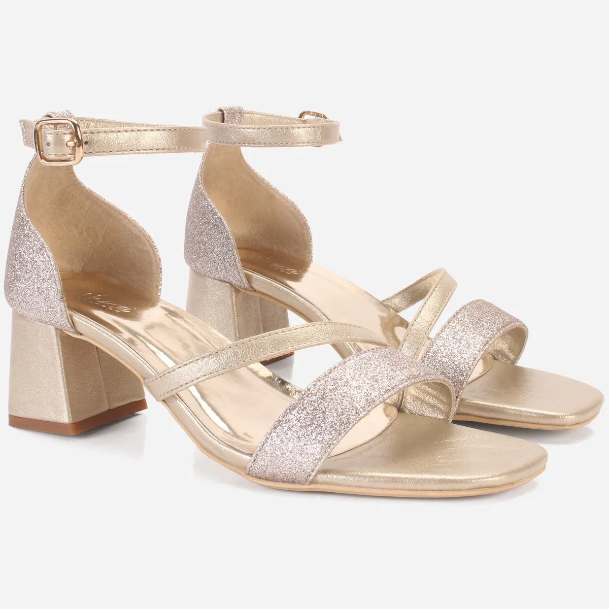 Womens "KAPUA" Shimmery Block Heel Sandals