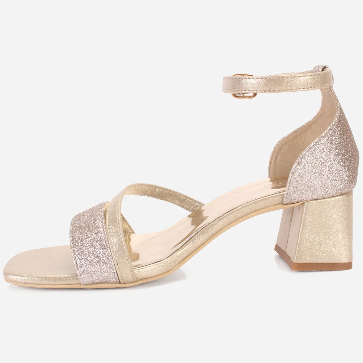 Womens "KAPUA" Shimmery Block Heel Sandals