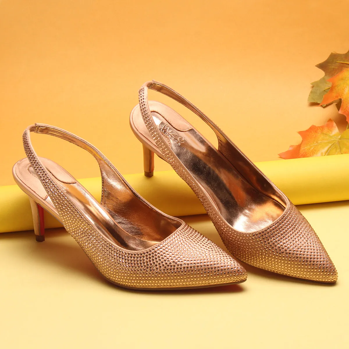 Womens "REETU" Pointed Toe Sling Back Heeled Sandals