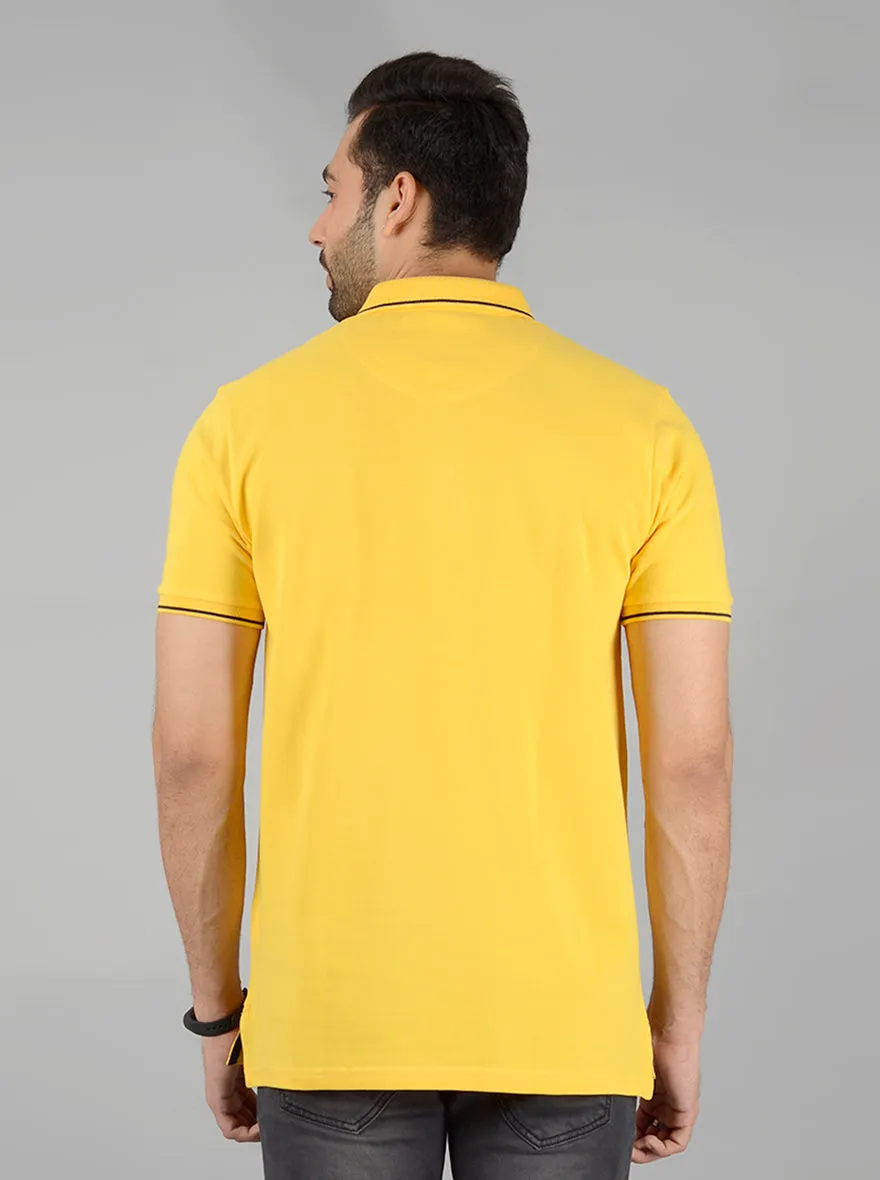 Yellow Solid Slim Fit Polo T-Shirt | JadeBlue